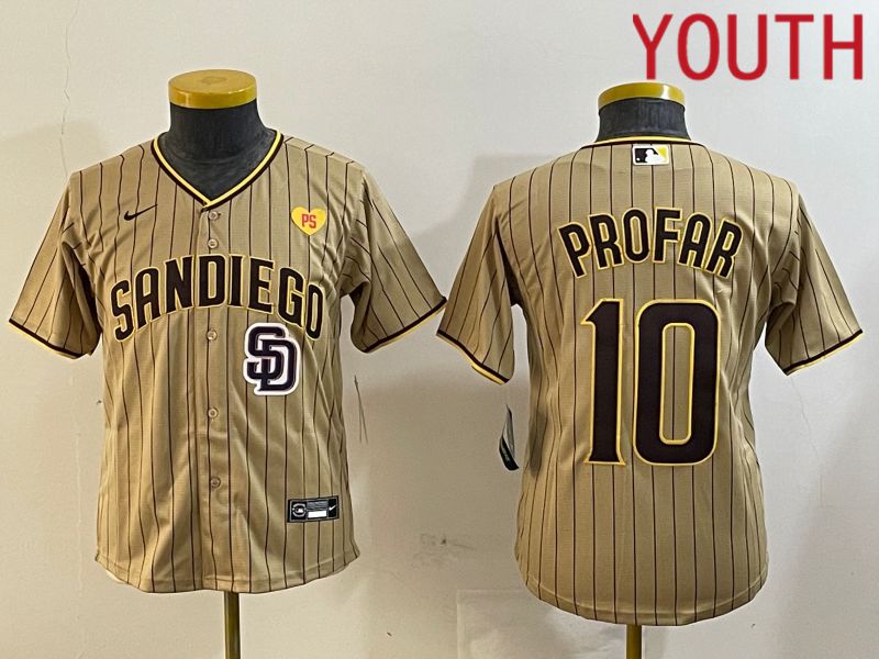 Youth San Diego Padres #10 Profar Browm Stripe Game 2024 Nike MLB Jersey style 8